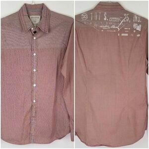 GUESS Red Striped Long-Sleeve w/Back Graphic, M